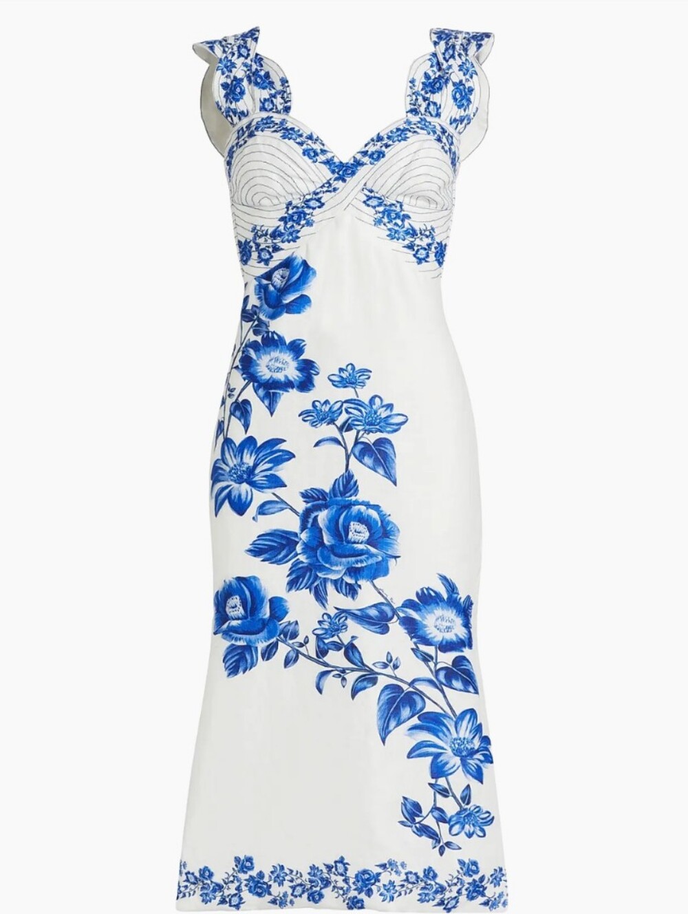 FARM Rio White Floral Linen Midi Dress - SIZE M | Summer Party Wedding Event - Picture 2 of 11